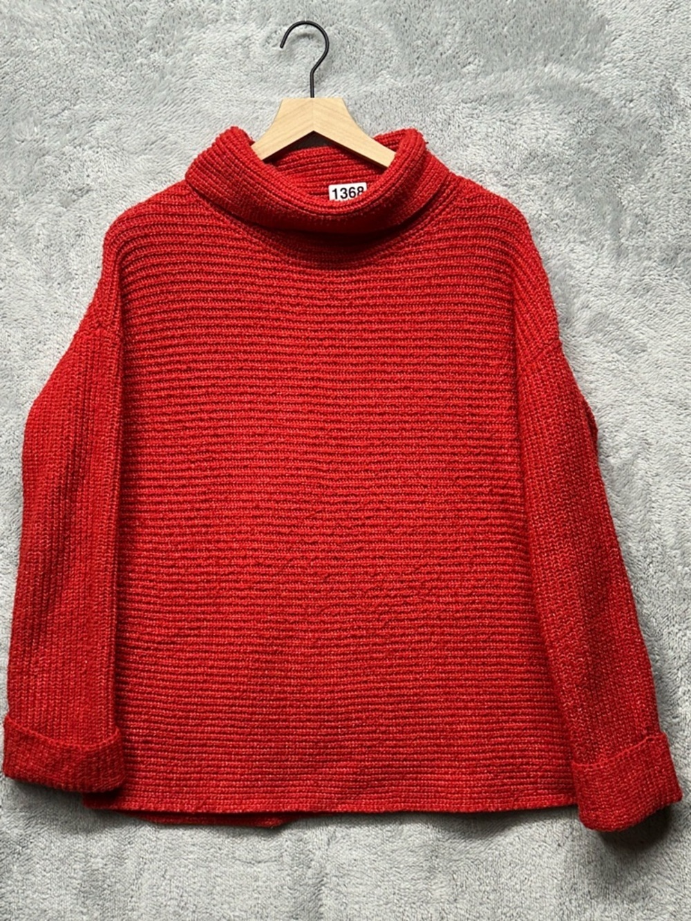 Pilcro Red Chunky Knit Turtleneck Sweater Small Cropped Cozy Textured Winter - Picture 3 of 11